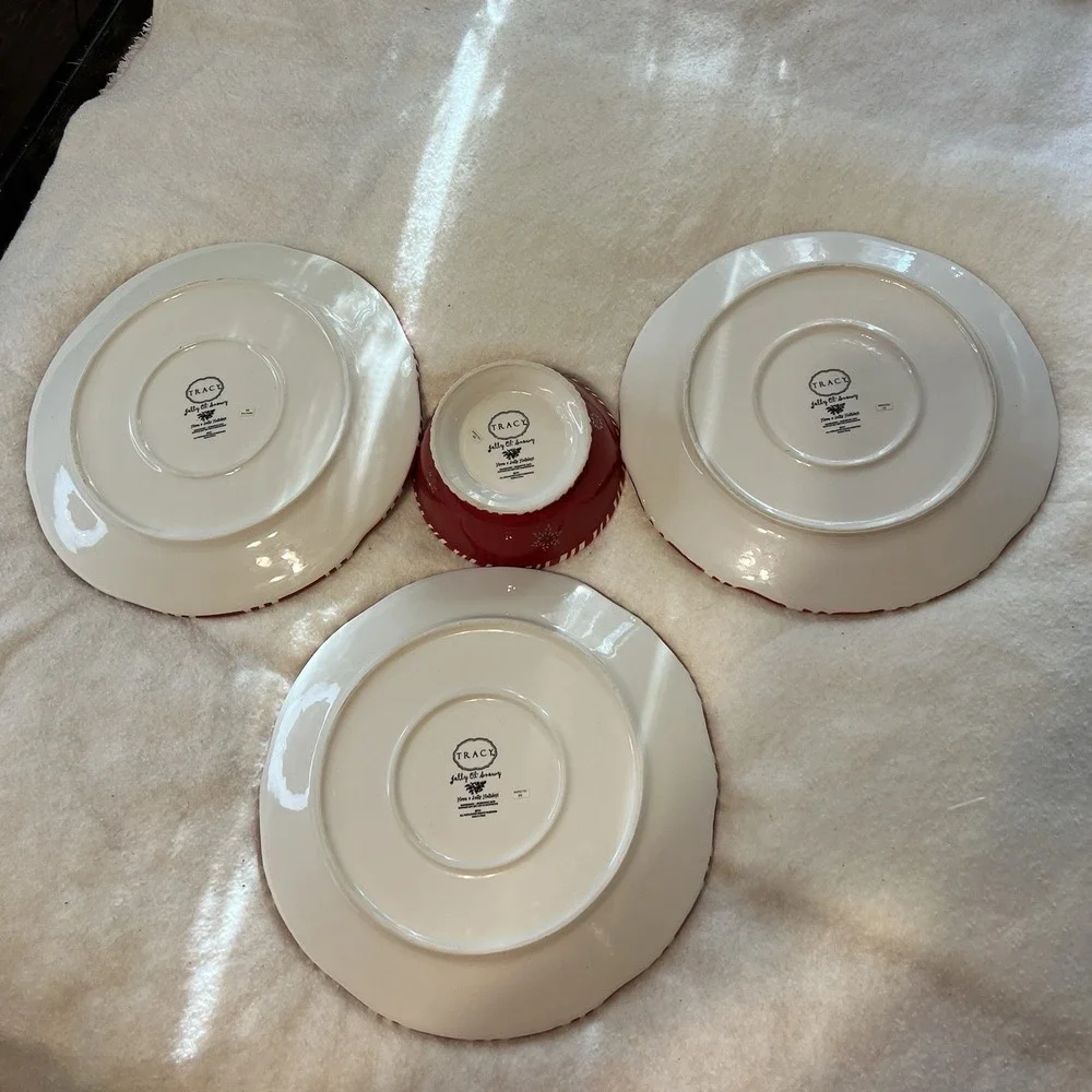 3 Tracy Porter Jolly Ol' Snowy Christmas Snowman Dinner‎ Plates & 1 Soup Bowl